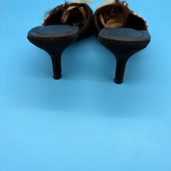 Foratempo Vintage Embellished Brown Women's Slides with Kitten Heels Size 36/5.5 - Picture 5 of 8